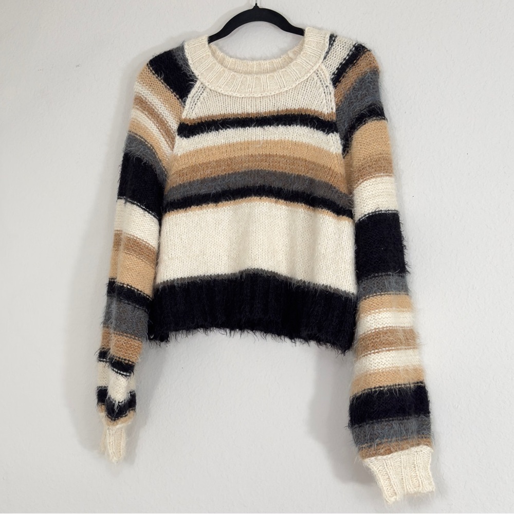 Free People Snowbird Cropped Sweater Caramel Cannoli Combo Colorway Wool Blend S